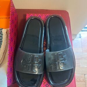 Tory Burch Black Bubble Jelly Slide Sandals